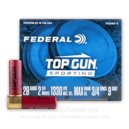 28 Gauge - 2-3/4" 3/4oz. #9 Shot - Federal Top Gun Sporting - 25 Rounds