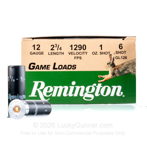 12 ga - 2-3/4" Lead Shot - 1 oz. - #6 -  Remington Game Load - 25 Rounds