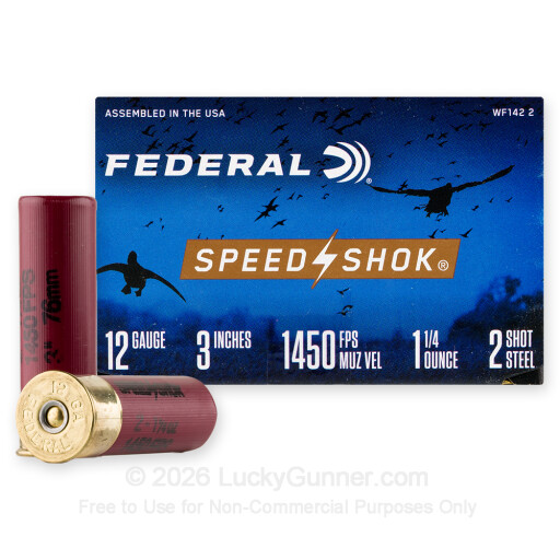12 Gauge - 3" 1-1/4oz. #2 Steel Shot - Federal Speed-Shok - 25 Rounds