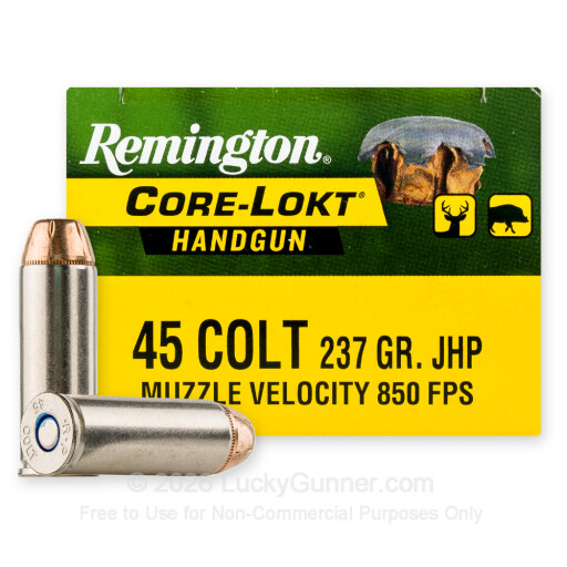 45 Long Colt - 237 Grain JHP - Remington Core-Lokt - 20 Rounds