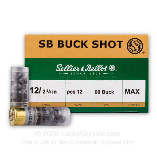 12 Gauge - 2 3/4" 00 Buck - 12 Pellet - Sellier & Bellot - 250 Rounds