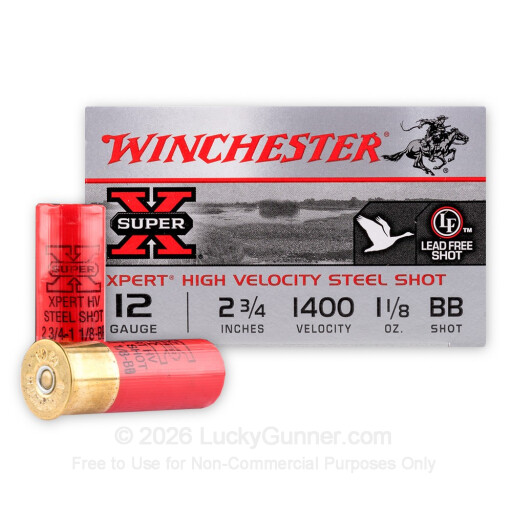 12 Gauge - 2-3/4" 1-1/8 oz BB Steel Shot - Winchester Super-X - 25 Rounds