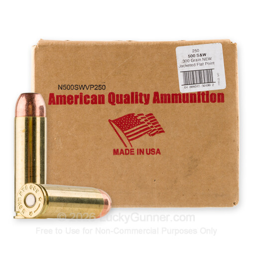500 S&W Magnum - 300 Grain JFP - American Quality Ammunition - 250 Rounds