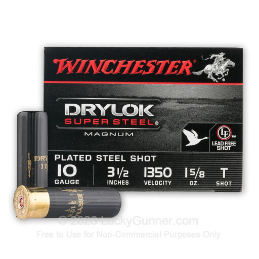 10 Gauge - 3-1/2" 1-5/8oz. T Shot - Winchester DryLok Super Steel - 250 Rounds