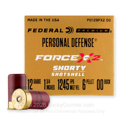 12 Gauge - 1-3/4" 6 Pellets 00 Buckshot - Federal Force X2 - 10 Rounds