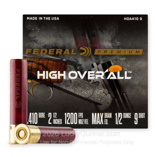 410 Bore - 2-1/2" 1/2oz. #9 Shot - Federal High Over All - 25 Rounds