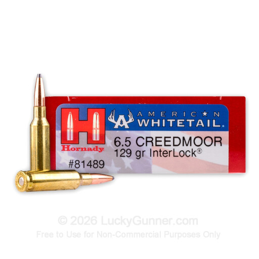 6.5 Creedmoor - 129 Grain BTSP - Hornady American Whitetail - 20 Rounds