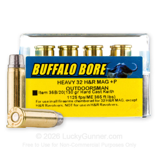 32 H&R Mag - +P 130 Grain Hard Cast - Buffalo Bore Outdoorsman - 20 Rounds