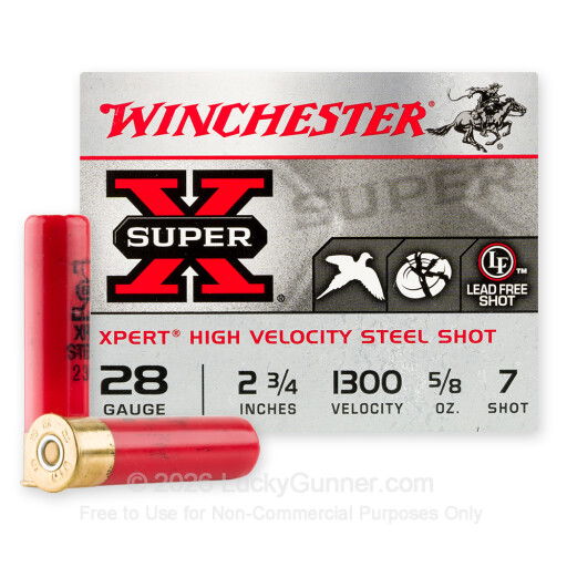 28 Gauge - 2-3/4" 5/8oz. #7 Steel Shot - Winchester Super-X - 250 Rounds