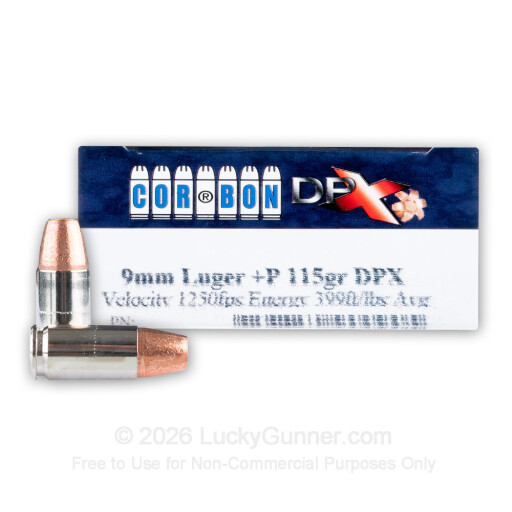 9mm - +P 115 Grain SCHP DPX - Corbon - 20 Rounds