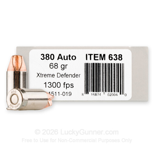 380 ACP - 68 Grain Xtreme Defender - Underwood - 20 Rounds