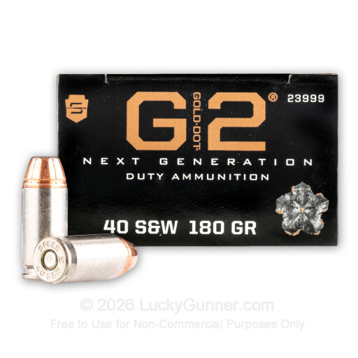 40 S&W - 180 Grain JHP - Speer Gold Dot G2 - 20 Rounds
