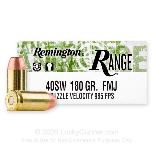 40 S&W - 180 Grain FMJ - Remington Range - 50 Rounds