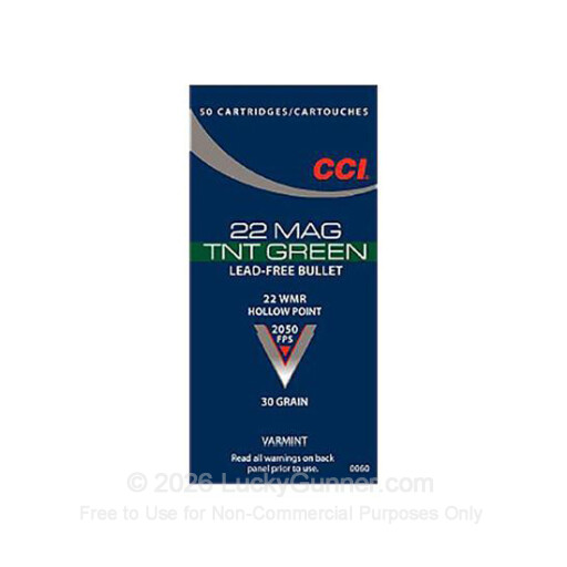 22 WMR - 30 Grain HP - CCI TNT Green - 2000 Rounds