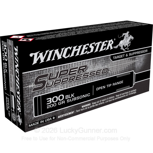 300 AAC Blackout - 200 Grain Open Tip - Winchester Super Suppressed - 20 Rounds