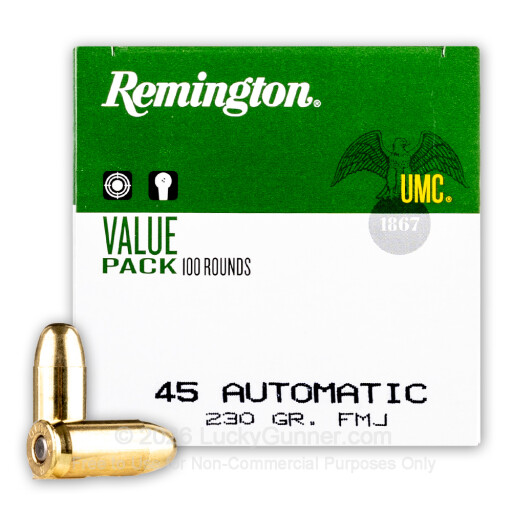 45 ACP - 230 gr MC - Remington UMC - 100 Rounds
