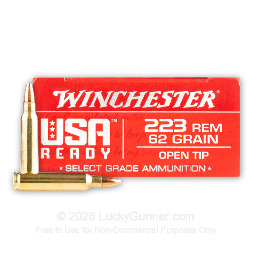 223 Rem - 62 Grain Open Tip - Winchester USA Ready - 20 Rounds