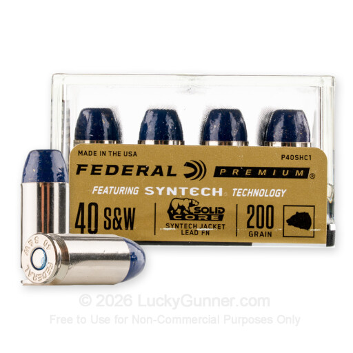 40 S&W - 200 Grain Hard Cast - Federal Solid Core - 20 Rounds
