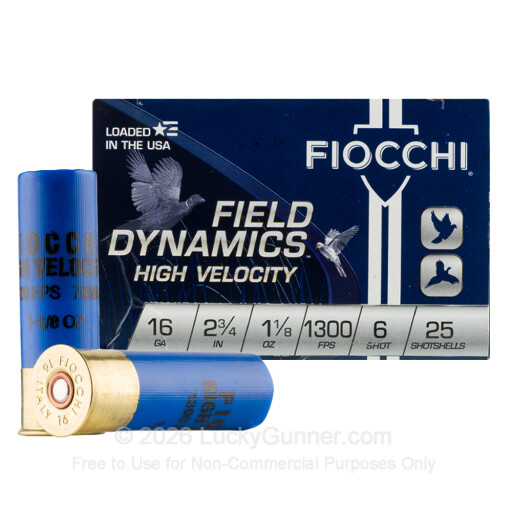 16 Gauge - 2-3/4" 1-1/8oz. #6 Shot - Fiocchi - 250 Rounds