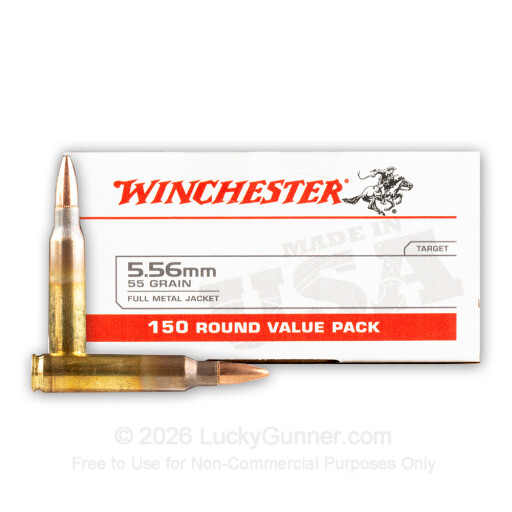 5.56 x 45mm - 55 Grain FMJ - Winchester USA - 150 Rounds