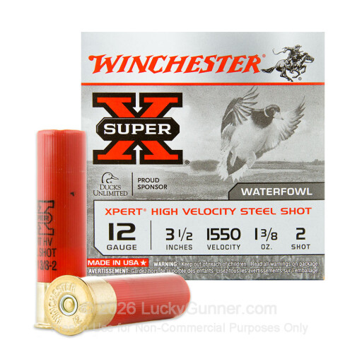 12 Gauge - 3-1/2" Steel Shot  - 1-3/8 oz. #2 - Winchester Super-X High Velocity - 25 Rounds