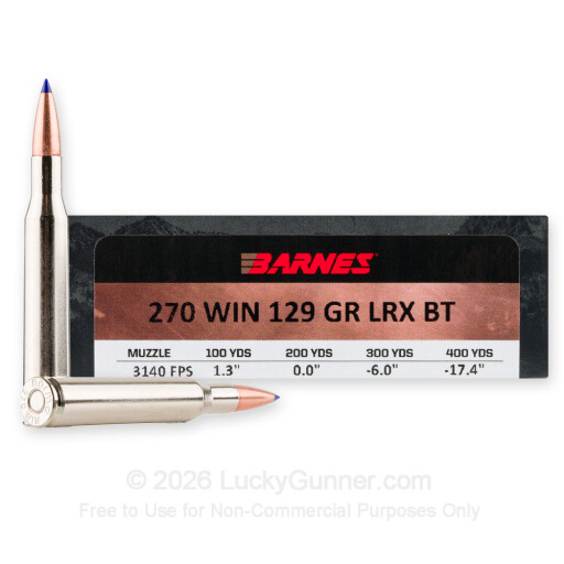 270 - 129 Grain LRX BT - Barnes VOR-TX Long Range - 20 Rounds