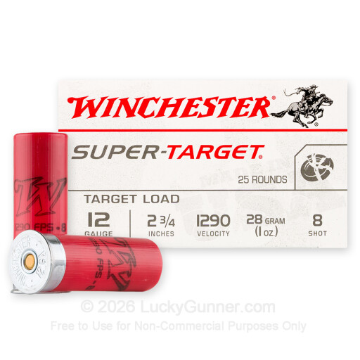 12 Gauge - 2-3/4" 1oz. #8 Shot - Winchester Super Target - 25 Rounds