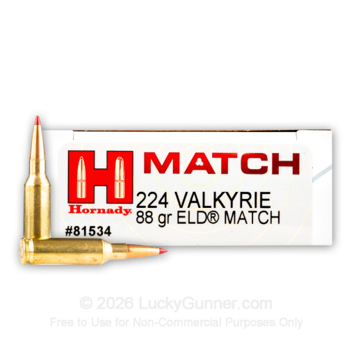224 Valkyrie - 88 Grain ELD Match - Hornady - 20 Rounds