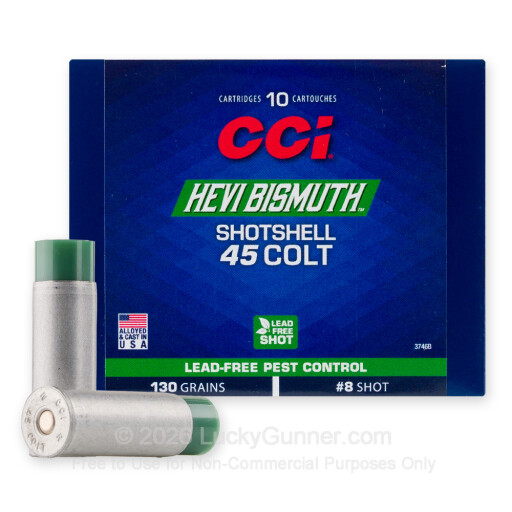 45 Long Colt - 130 Grain #8 Bismuth Shot - CCI Pest Control Shotshell - 10 Rounds