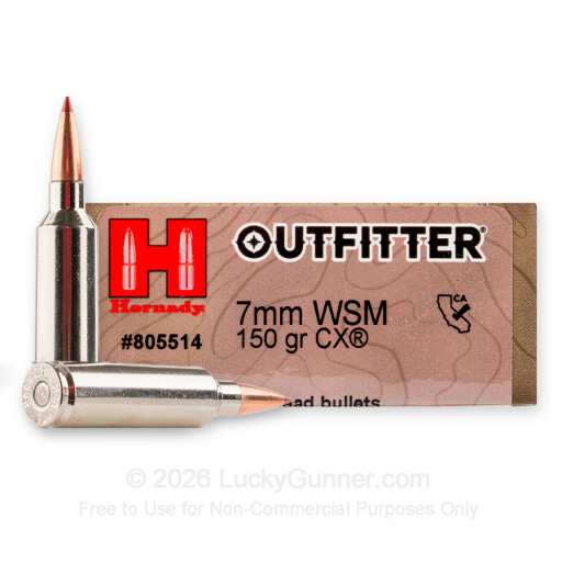 7mm WSM - 150 Grain CX - Hornady Outfitter - 20 Rounds