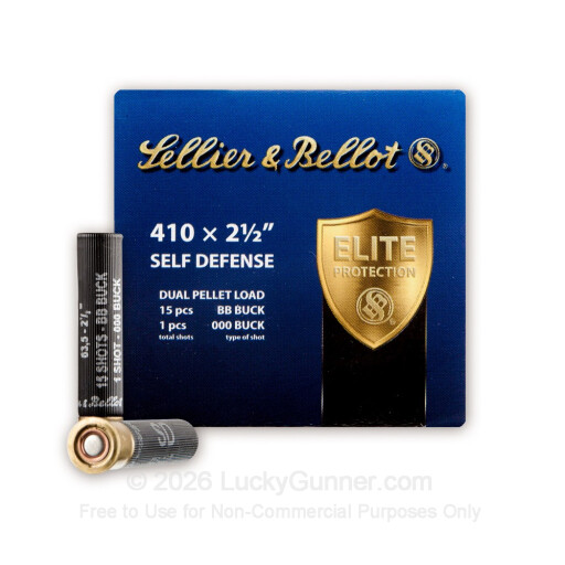 410 Bore - 2-1/2" 15 Pellets BB Shot/1 Pellet 000 Buck - Sellier & Bellot - 25 Rounds