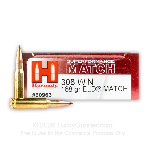 308 - 168 Grain ELD Match - Hornady Superformance Match - 200 Rounds