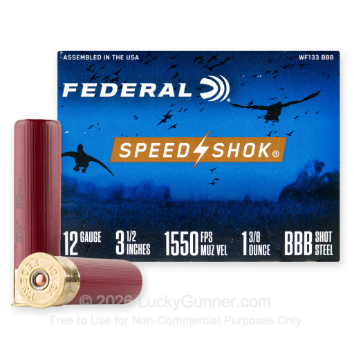 12 Gauge - 3-1/2" 1-3/8oz. BBB Steel Shot - Federal Speed-Shok - 25 Rounds
