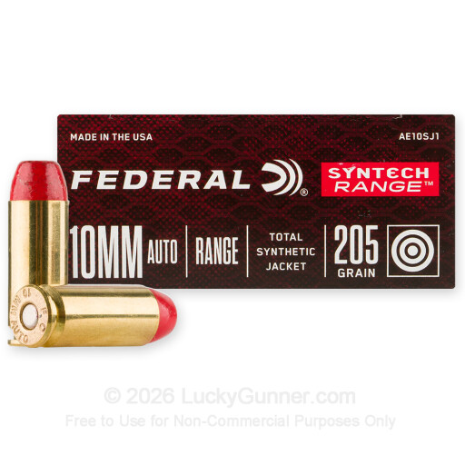 10mm Auto - 205 Grain Total Synthetic Jacket - Federal Syntech Range - 50 Rounds