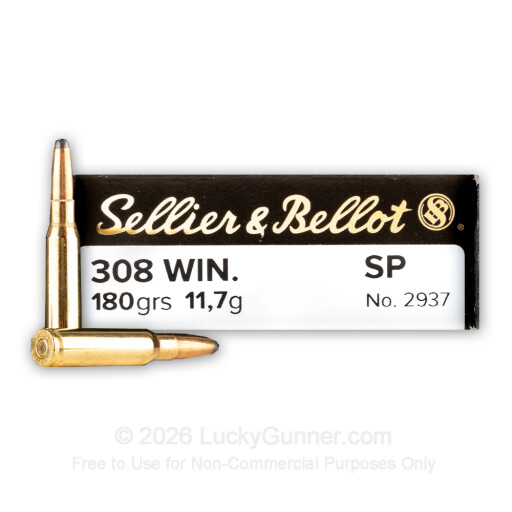 308 - 180 Grain SP - Sellier & Bellot - 500 Rounds