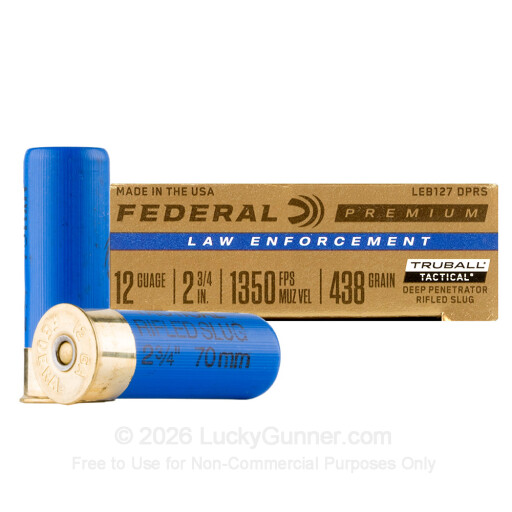 12 Gauge - 2-3/4" 1 oz. TruBall Deep Penetrator Rifled Slug - Federal Premium LE Tactical - 5 Rounds