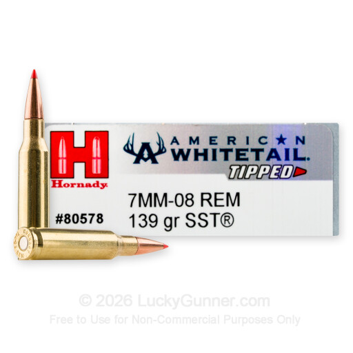 7mm-08 Rem - 139 Grain SST - Hornady American Whitetail Tipped - 20 Rounds