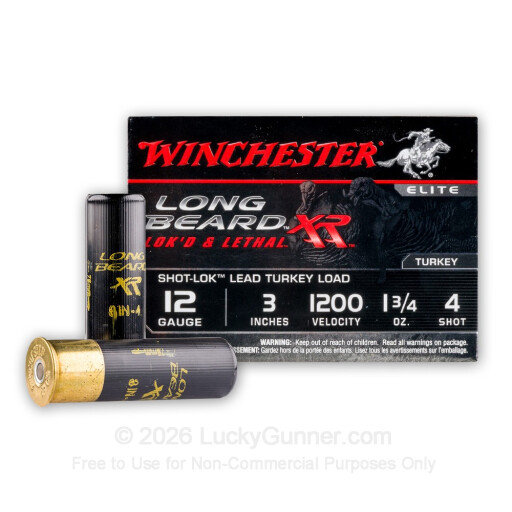 12 Gauge - 3" 1-3/4 oz. #4 Lead Shot - Winchester Elite Long Beard XR Turkey Load - 10 Rounds
