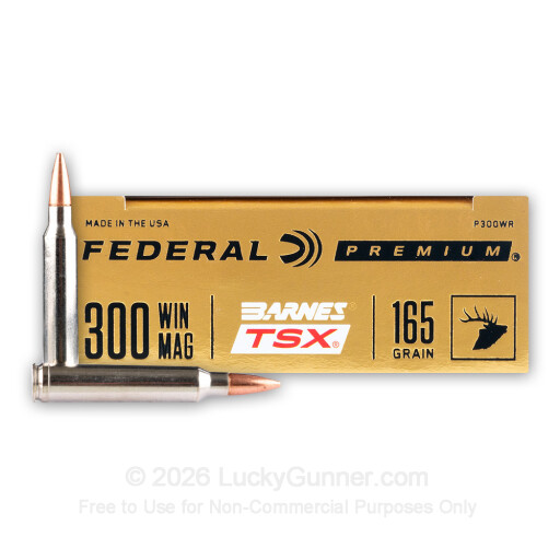 300 Winchester Magnum - 165 Grain Barnes TSX - Federal - 20 Rounds