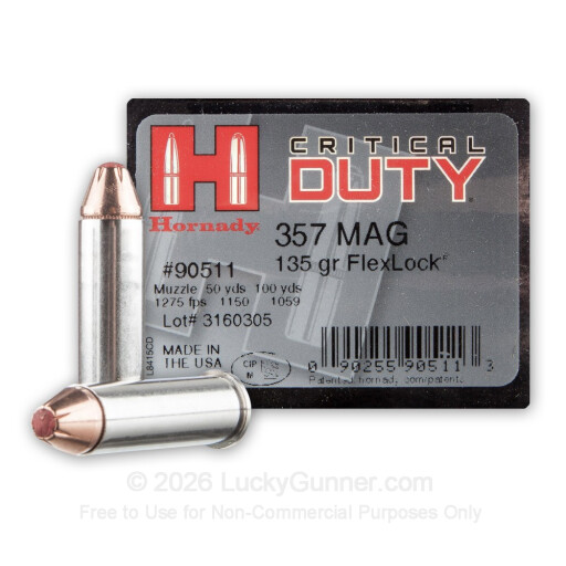 357 Mag - 135 gr JHP FTX Critical Duty - Hornady Critical Duty - 25 Rounds