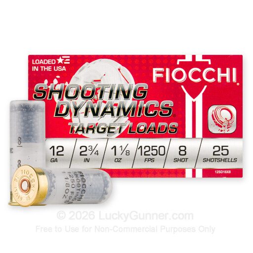 12 Gauge - 2-3/4" 1-1/8oz. #8 Shot - Fiocchi - 250 Rounds
