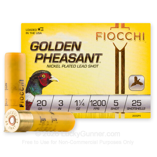 20 Gauge - 3" 1-1/4oz. #5 Shot - Fiocchi Golden Pheasant - 25 Rounds