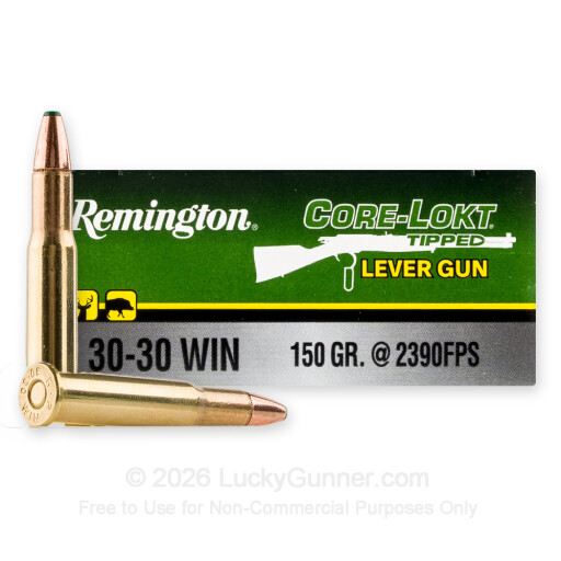 30-30 - 150 Grain Polymer Tip - Remington Core-Lokt Tipped Lever Gun - 20 Rounds