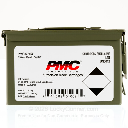 5.56x45 - 55 Grain FMJBT Stripper Clips - PMC X-TAC - 840 Rounds in Ammo Can