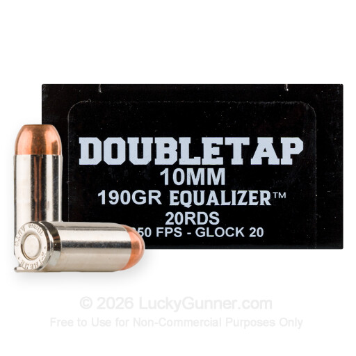 10mm Auto - 190 Grain JHP + Hardcast Disk - Doubletap Equalizer - 20 Rounds