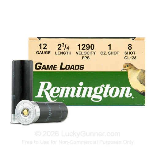 12 Gauge - 2-3/4" Game Loads #8 Shot - Remington - 25 Shells