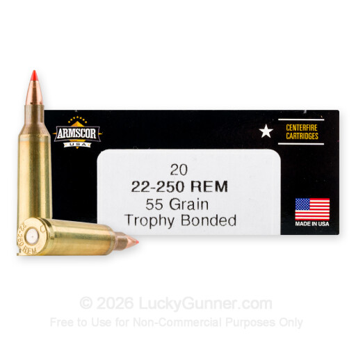 22-250 - 55 Grain Trophy Bonded Tip - Armscor USA - 20 Rounds