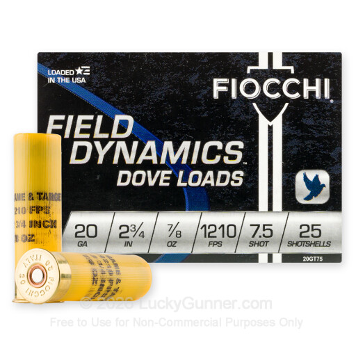 20 Gauge - 2-3/4" 7/8oz. #7.5 Shot - Fiocchi - 250 Rounds