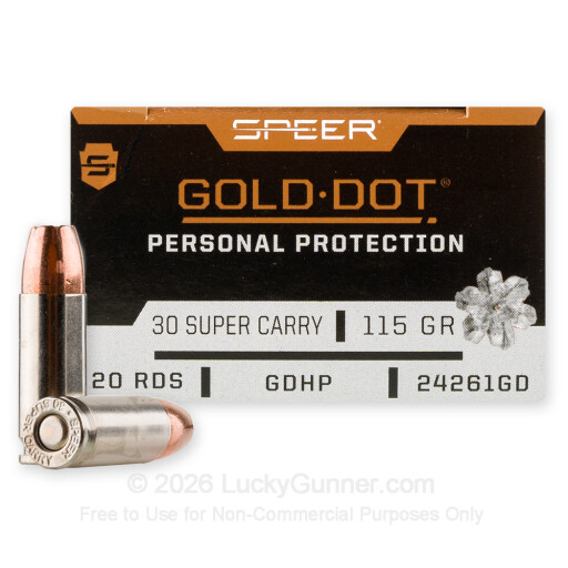 30 Super Carry - 115 Grain JHP - Speer Gold Dot - 20 Rounds