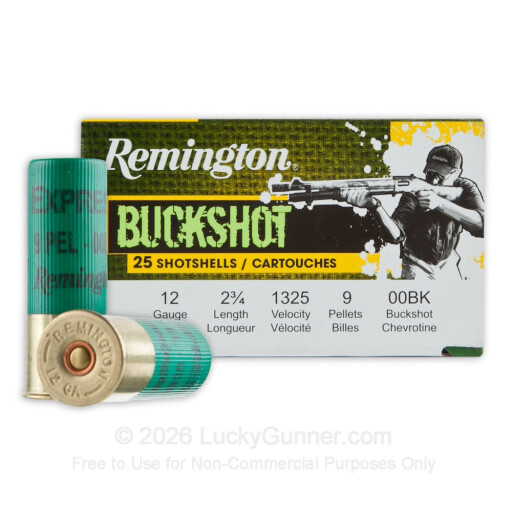 12 Gauge - 2-3/4" 00 Buckshot - Remington Express - 250 Rounds